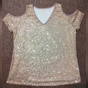 Women's sequin off the shoulder blouse